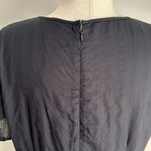 NWT LOFT Women’s Puff Sleeve Fit & Flare Mini Dress with Tiered Skirt Black  12 - Picture 10 of 14